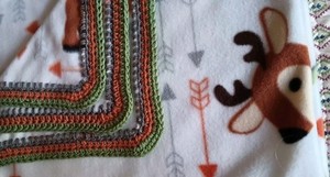 Fleece Baby Blanket Crochet Border Racoon Owl Deer Fox 30 x 36