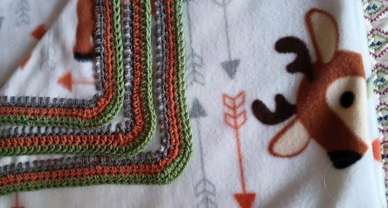 Fleece Baby Blanket Crochet Border Racoon Owl Deer Fox 30 x 36