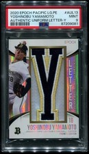 2020 EPOCH YOSHINOBU YAMAMOTO AUTHENTIC UNIFORM LETTER Y (#1/8) MINT PSA 9