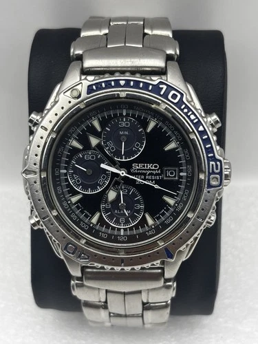 Vintage Seiko Chronograph 7T32-7E49 Watch - Very Rare New Battery Works Well