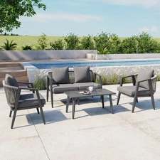 Patio Outdoor Conversation Set Wicker Rattan Sofa Sectional Sofa Yard Garden