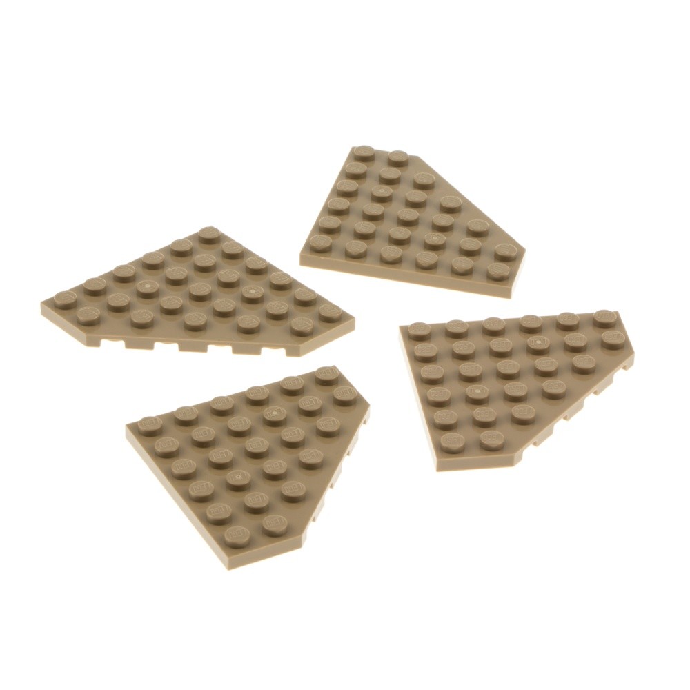 4x Lego Wing Plate 6x6 Dark Beige Wedge Corner Slope Brick Star Wars Castle 610
