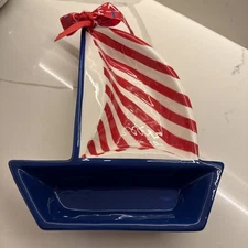 Mud Pie Sailboat Divided Serving Dish 8"x10"