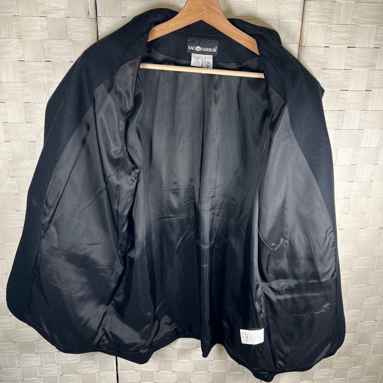 VTG Sag Harbor Black Wool Blazer Jacket Women Plus Size 14 Classic Timeless image 4