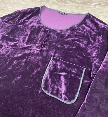 Theory Women s Tehya Crushed Velvet Tunic Top Dark Purple Size Small