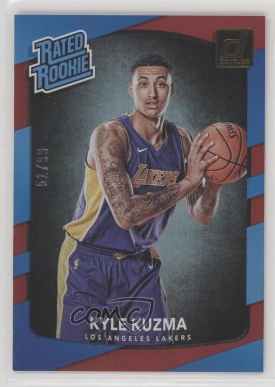 2017 Panini Donruss Rated Rookies Holo Red Laser 51/99 Kyle Kuzma Rookie RC p9s