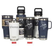 Minnesota Vikings YETI Laser Engraved Tumblers, Mugs, Can Colsters and Bottles