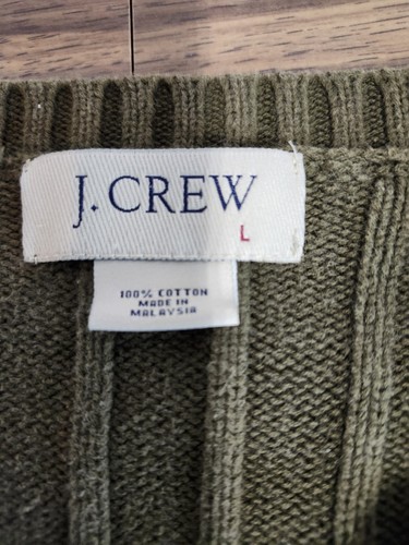 Mens J. Crew Olive Green 100% Cotton Sweater Size Large