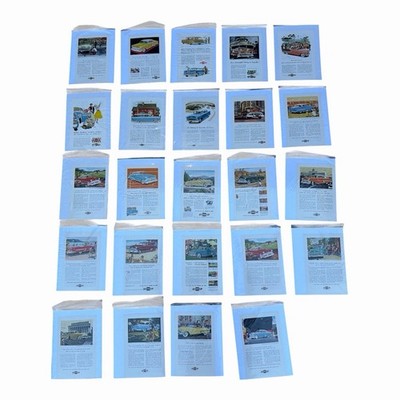 Chevrolet Vintage 50s Car Advertisement Prints Lot - 24 Assorted Print Pages
