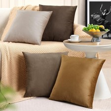 JIIBERL Throw Pillow Covers 18x18 Set of 4 - 18" x Pack 4 , Brown
