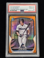 2023 Bowman JACOB BERRY 1st Chrome True Orange Refractor /25 Marlins PSA 10 GEM