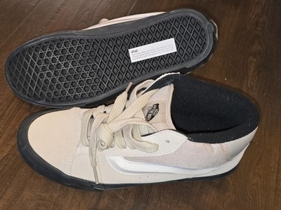 Vans  Knu Skool Peyote Beige White Mid Suede Nylon Skate Shoes Men size 10.5 *