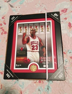 Michael Jordan Chicago Bulls 6-Time NBA Champ Banners Bronze Coin Photo by...