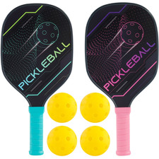 Pickleball Paddles Set Pickle Ball Paddle Set of 2 with 4 Pickleball Balls