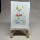 ACEO Original Cuppa Cherries - Fruit Watercolor Trading Card - by Smolart — photo 1
