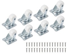 8 Pack 1" Low Profile Casters Wheels for Furniture, Small Swivel Caster with ...