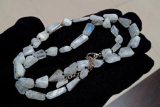 Rainbow Moonstone Gemstone Necklace, Hand knotted, Nugget Beads, Gift For Her
