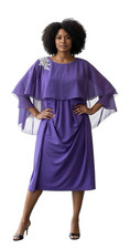 Hanna Nikole Chiffon Coctktail Wedding Formal Dress Purple UK18