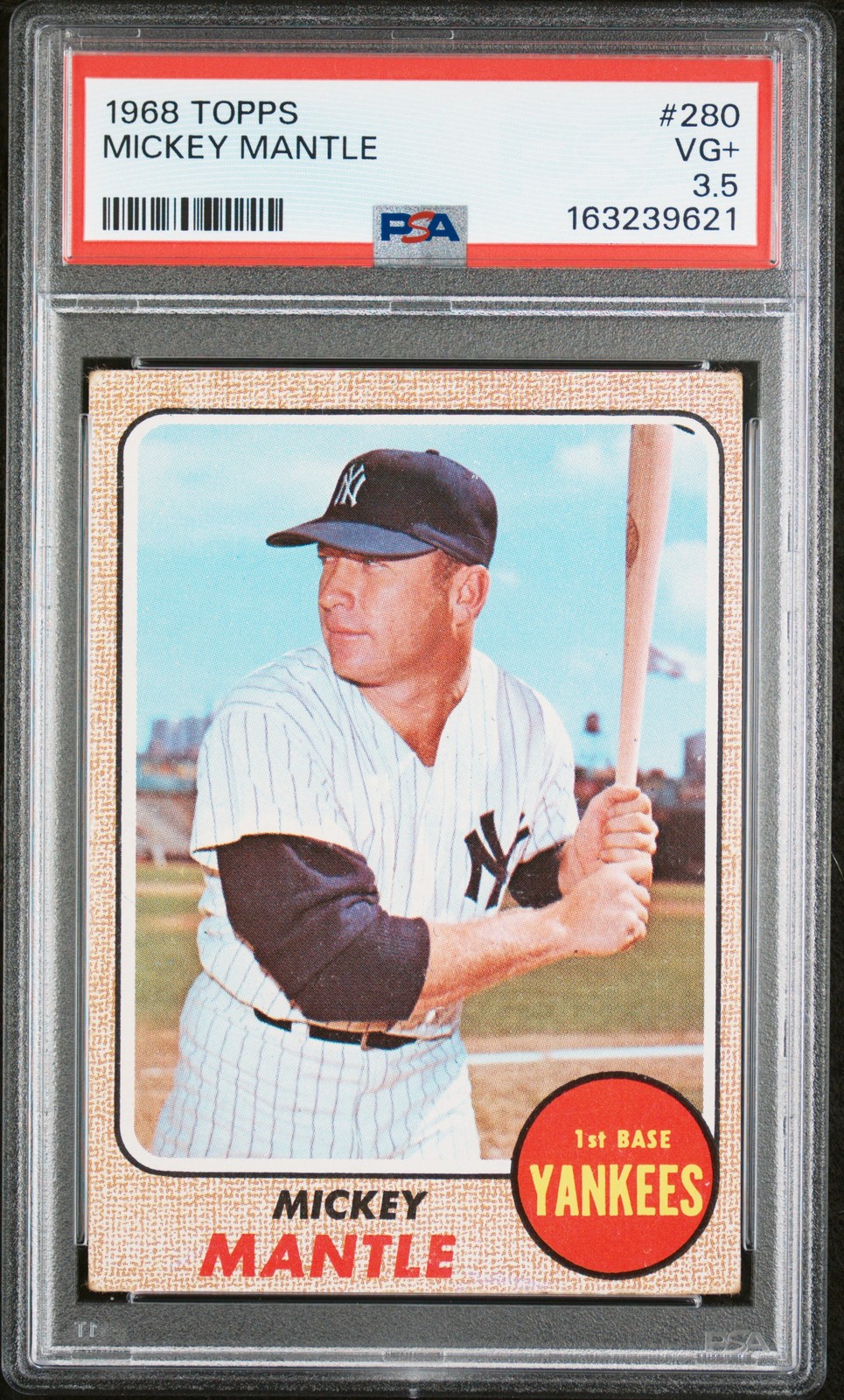 1968 TOPPS #280 MICKEY MANTLE PSA 3.5 view 1