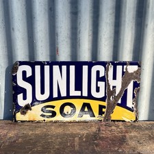Vintage Sunlight Soap Original Enamel Advertising Sign 18” X 9”
