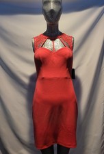 GUESS Romantic Hot Pink Lace Cut Out Bodycon Mini Dress Sleeveless Short Size 4