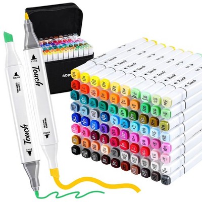 80 Colors Alcohol Markers, Dual Tip Chisel & Fine Permanent Art Alcohol Based...