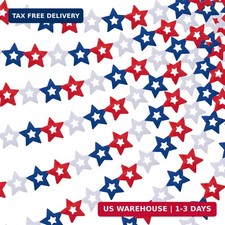 8 Pack 64 ft Patriotic Paper Star Banner, 4th of July Paper Garland Decor, Red W