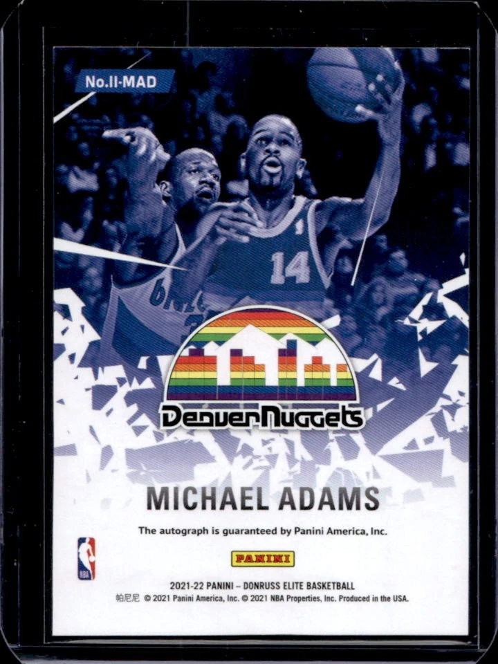 2021-22 Donruss Elite Michael Adams Impact Impressions Auto #II-MAD Nuggets - Image 2 of 2