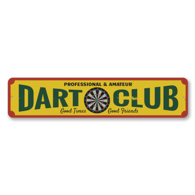 Dart Club Sign, Metal Professional Amateur Dart Board, Game Aluminum Metal Sign