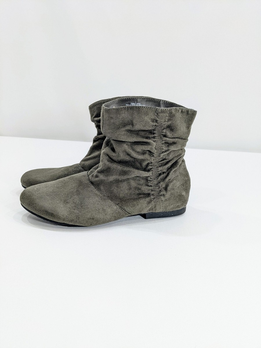 Ladies Women Winter Suede Wide Ankle Boots Casual Slouch Flat Boots Sz