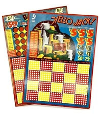 Vtg Lot Of 2 - 5 Cent Punch Board Gambling Game “Hello Jack” & “Blitz” Unpunched