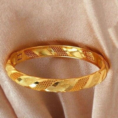18k Gold Filled Over Sterling Silver Womens Small 6.5'' Opening Bracelet D471
