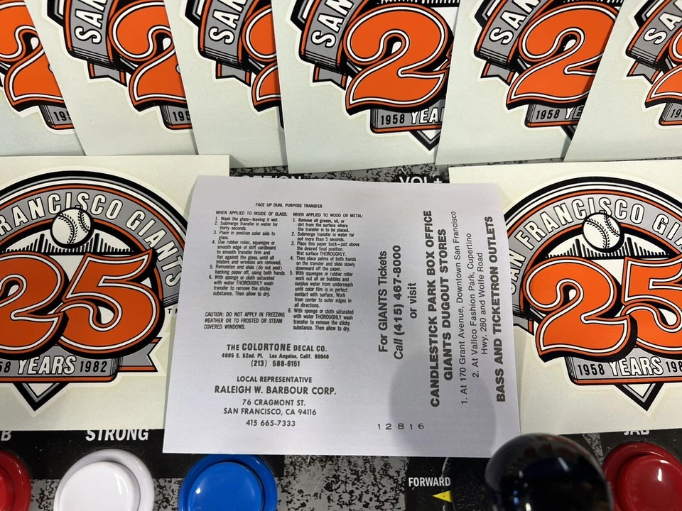 Lot of 10: San Francisco Giants Commemorative 25th Anniversary Decal 4 1/2" x 4" - Image 2 of 4