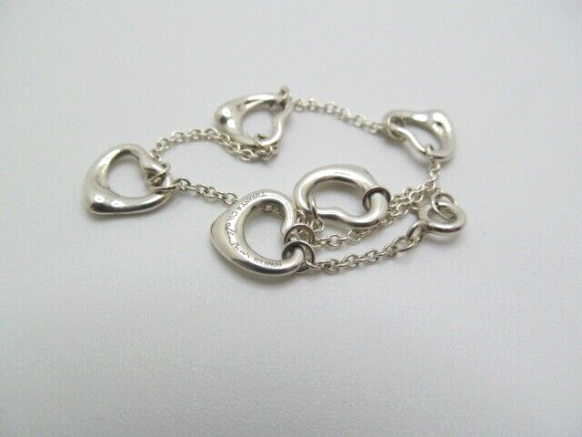 Authentic Tiffany & Co Elsa Peretti 5 Open Heart Chain Bracelet