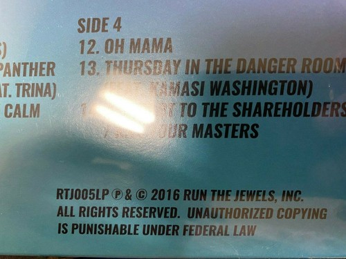 4 LP Run The Jewels - RTJ3 (Vinyl, Limited Edition, 4LP, 2 LPGold,2LP BLUE New) - Picture 5 of 6