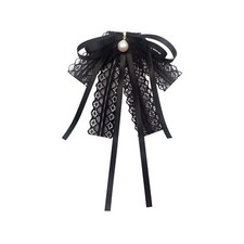 Black lace Bow Tie Brooches for Girl Women Fashion jabot collar brooch pins P...