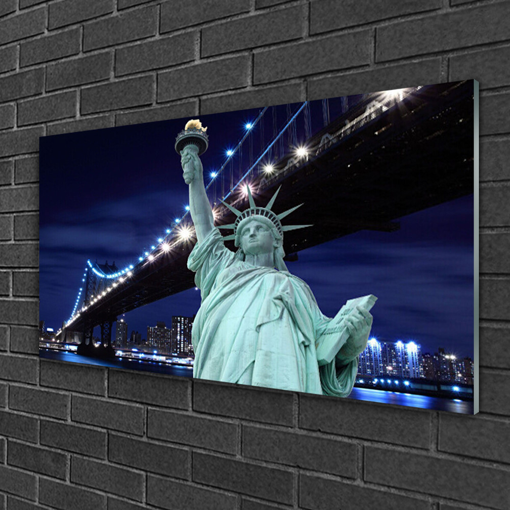 Tableau Sur Verre Statue De La Liberté New York - 100x50cm - Style Moderne - Tulup