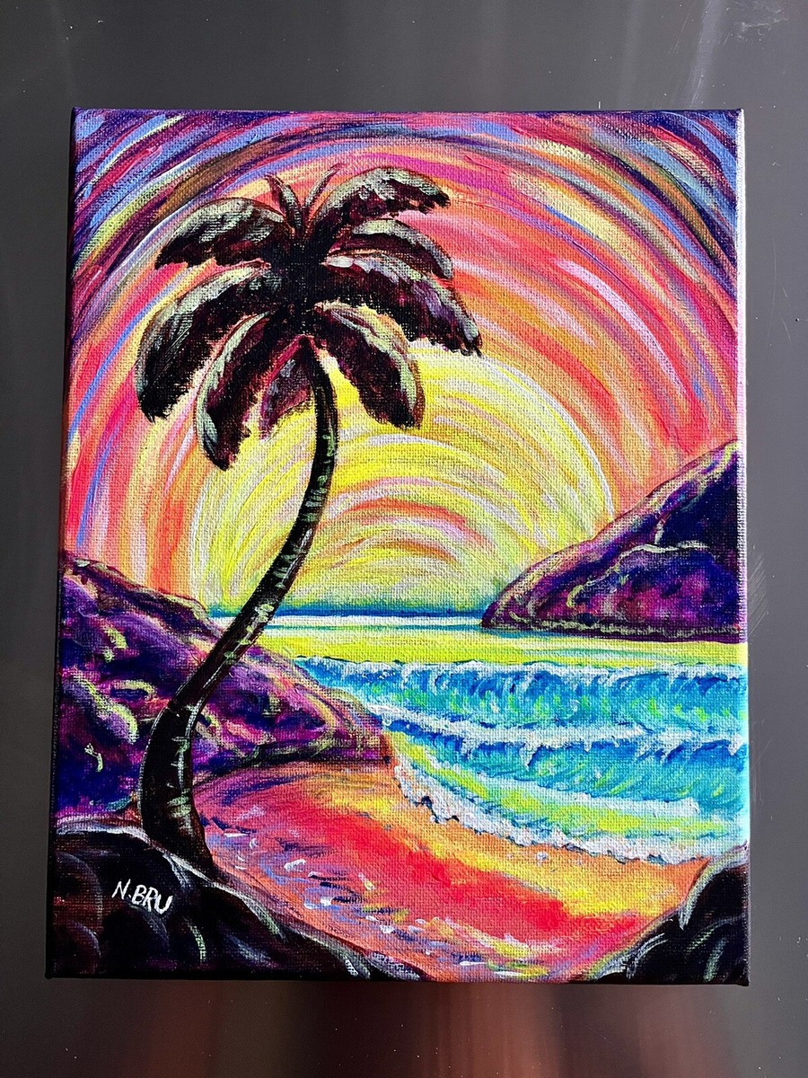 Sunset Beach original Painting 8x10” | eBay