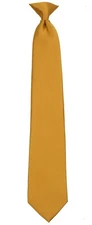 Men's Classic Solid Gold Clip On Necktie Business Weddings Formals Party Clip On