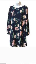 Lulus Navy Blue Floral Long Sleeve Mini Dress. Woman's size Medium. NWT.