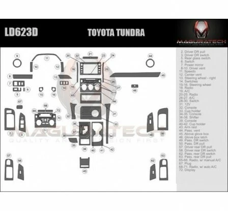 TOYOTA TUNDRA 14 2015 2016 2017 18 2019 Kit de molduras de tablero madera fibra de carbono aluminio Foto 3 de 4