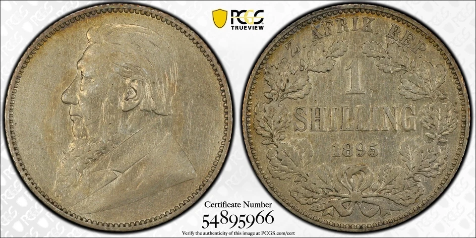 1895 South Africa 1 Shilling - Choice Very Fine, PCGS VF35 - Image 3 of 3