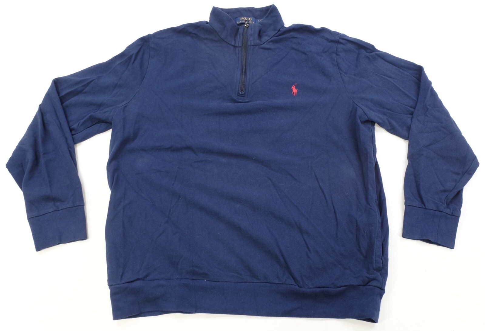 Rara Felpa Vintage POLO RALPH LAUREN Small Pony 1 4 Cerniera Anni 2000 Blu Navy XL