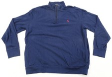 Rare Vintage POLO RALPH LAUREN Small Pony 1/4 Zip Sweatshirt 2000s Navy Blue XL