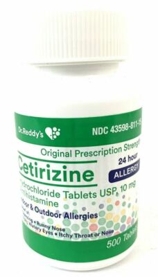 Dr. Reddy's Cetirizine Hydrochloride USP 10mg 24HR Allergy Relief Tablets 500ct