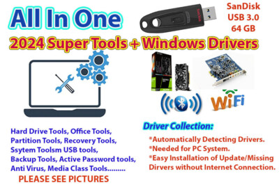 Windows Drivers & 2024 SuperTools for Fixing Backup Recover Windows 64GB USB 3.0