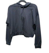 All In Motion Women's Black Hoodie Activewear Cropped Sweatshirt Stretch Medium