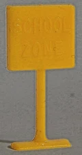 VINT TRAFFIC ROAD SIGN SHINY YELLOW "SCHOOL ZONE" STANDING 