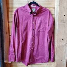 L.L.Bean Dark Red Wrinkle Resistant Button Up Dress Shirt Men's Size Large