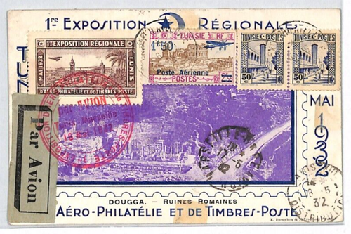 France Cols TUNISIA AVIATION Postcard 1932 AERO EXHIBITION Air Mail Paris PG145 - Picture 2 of 14
